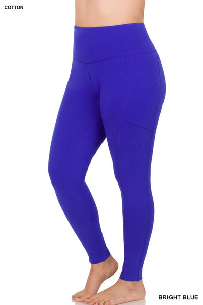 PLUS COTTON WIDE WAISTBAND POCKET LEGGINGS