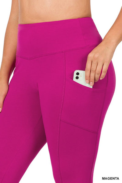 PLUS COTTON WIDE WAISTBAND POCKET LEGGINGS
