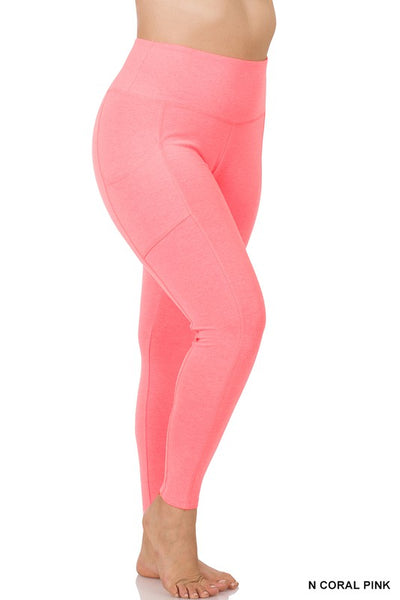 PLUS COTTON WIDE WAISTBAND POCKET LEGGINGS