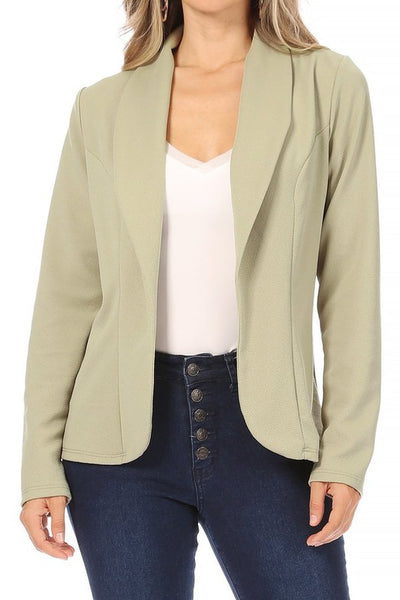 Open front Long sleeves Casual fitted style blazer