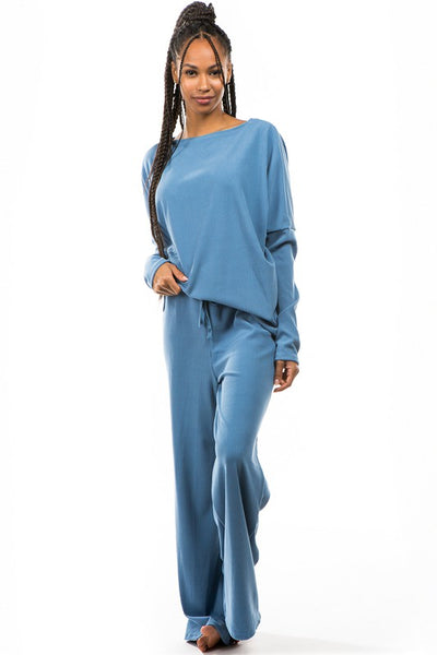 HOMEBODY SEXY TWO PIECE CASUAL SET BLUE