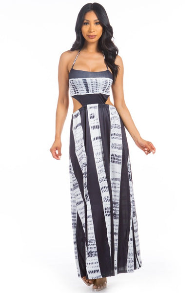 SUMMER NIGHTS CUT-OUT MAXI DRESS (BLACK)