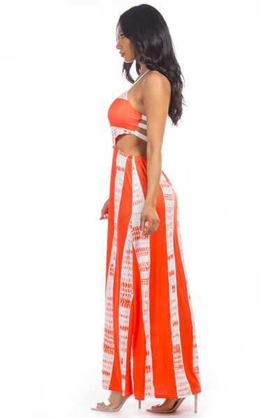 SUMMER NIGHTS CUT-OUT MAXI DRESS (ORANGE)