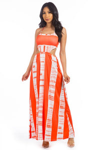 SUMMER NIGHTS CUT-OUT MAXI DRESS (ORANGE)