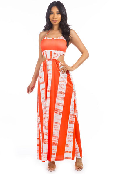 SUMMER NIGHTS CUT-OUT MAXI DRESS (ORANGE)