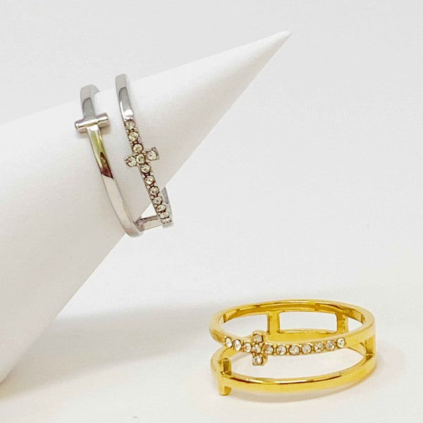 Forever Double Cross Ring