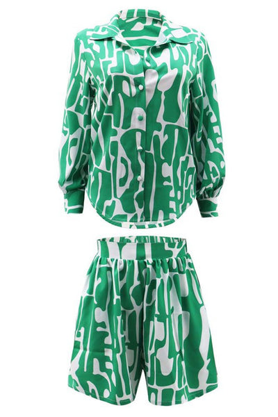 SEXY SUMMER SHORTS TWO PIECE SET (GREEN)