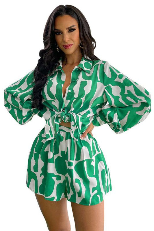SEXY SUMMER SHORTS TWO PIECE SET (GREEN)