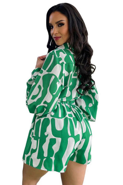 SEXY SUMMER SHORTS TWO PIECE SET (GREEN)