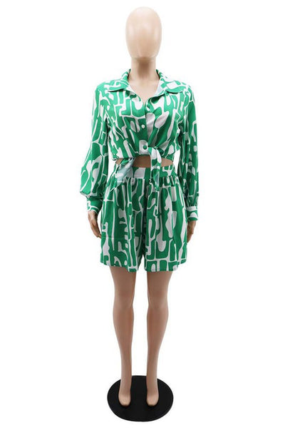 SEXY SUMMER SHORTS TWO PIECE SET (GREEN)