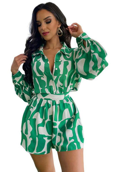 SEXY SUMMER SHORTS TWO PIECE SET (GREEN)