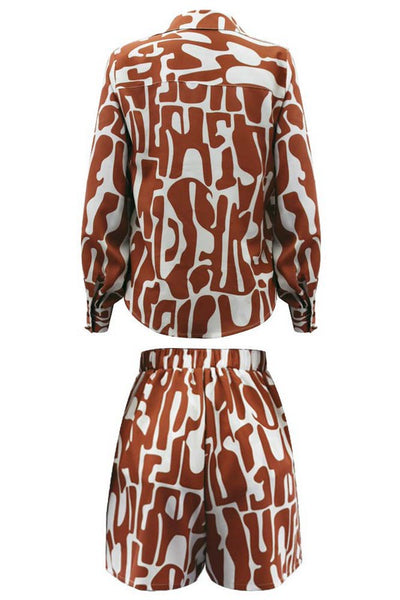SEXY SUMMER SHORTS TWO PIECE SET  (BROWN)