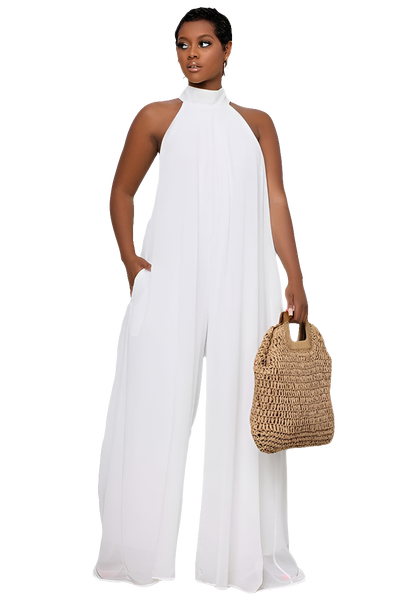 EVE SEXY SUMMER HALTER JUMPSUIT (RED)