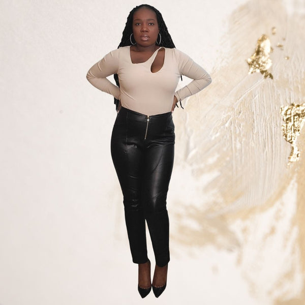 Boss Moves High Slit Faux Leather Skirt