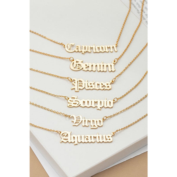 Laser cut zodiac sign pendant necklace