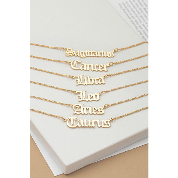 Laser cut zodiac sign pendant necklace