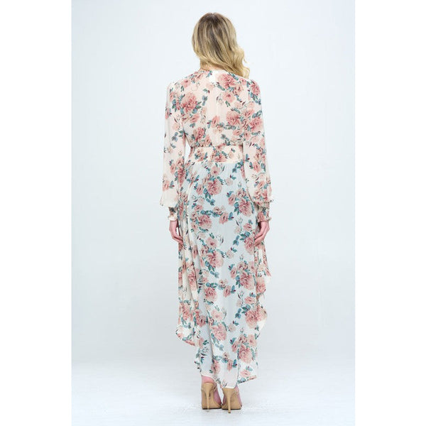 Chiffon floral long sleeve hi low Duster kimono