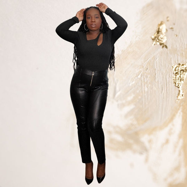 Haute Girl Faux Leather Stretchy Zippered Pants