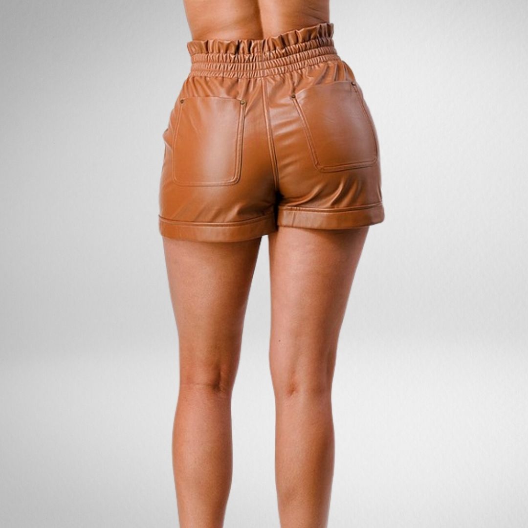 Caked Faux Leather Paper Bag Shorts