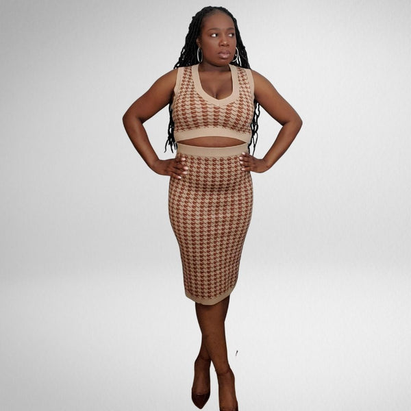 Dionne Houndstooth 2-Piece Skirt Set