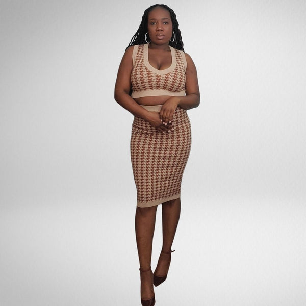 Dionne Houndstooth 2-Piece Skirt Set