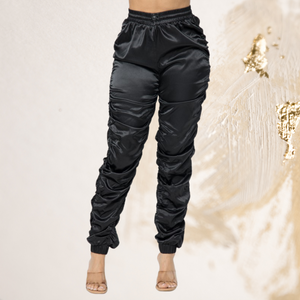 Jeannie Ruched Satin Pants